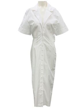 ANOTHER TOMORROW WHITE BIAS POPLIN DRESS